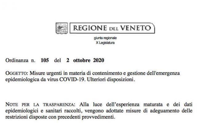 Coronavirus Ordinanza Del Presidente Della Regione Veneto Del 2 Ottobre 2020 Comune Di Annone Veneto